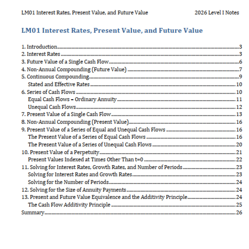 CFA 2026 Level 1 IFT Study Notes with Formula Sheet (Instant Download)